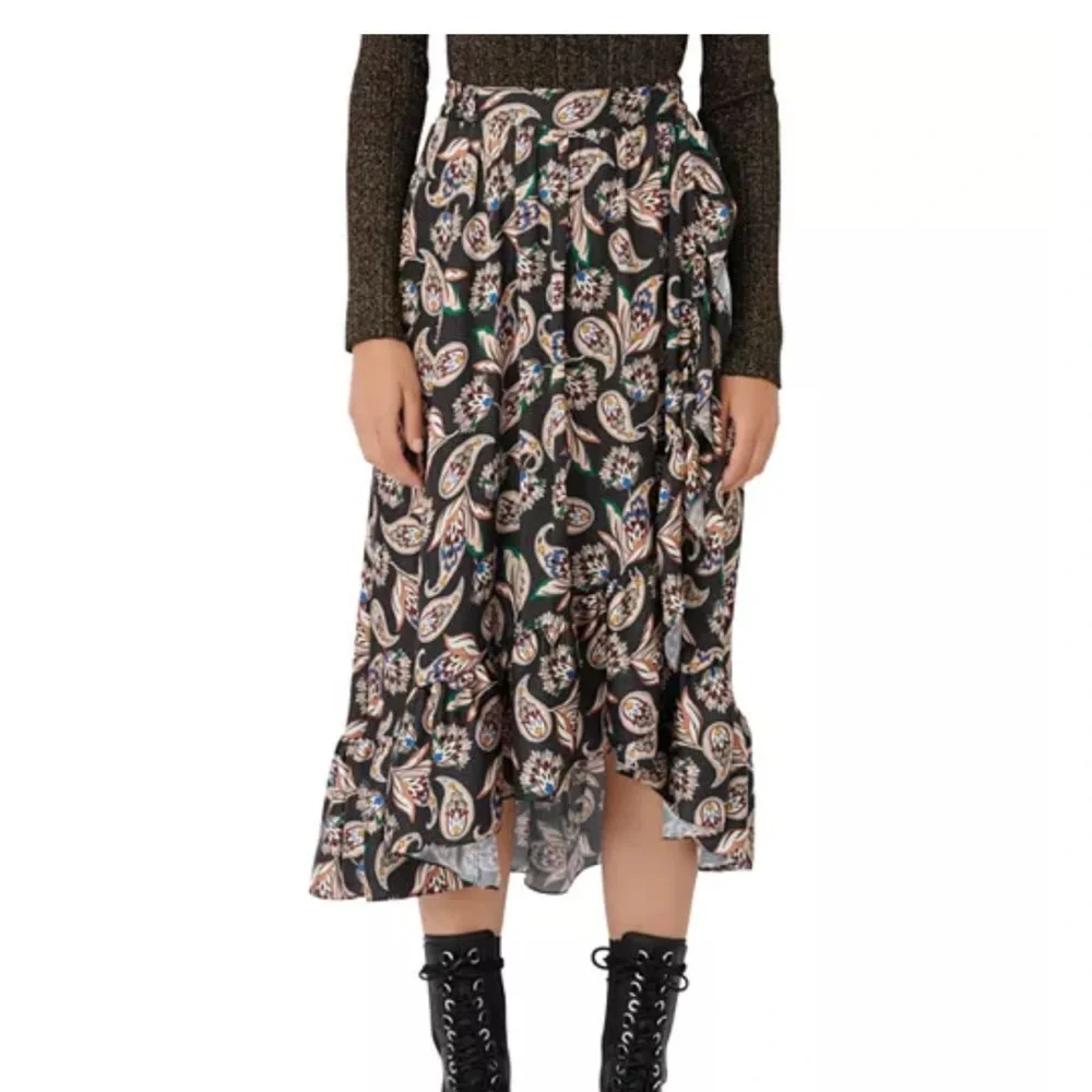 Maje Black Paisley Midi Skirt size 38 - Picture 4 of 4